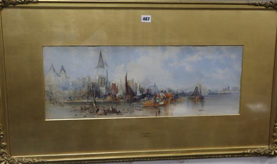 George Howse (1800-1860), watercolour, View of Cologne, signed, 24 x 66cm